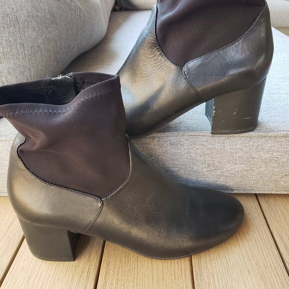 EUC NINE WEST NW7 GoalKeep leather jet black heel ankle boots (9) - Picture 6 of 7